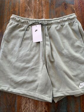 Nike Sage Green Fleece Shorts with Drawstring Waist
